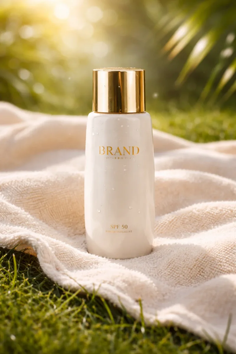 Luxury Summer Product on Towel in Grass by AI king