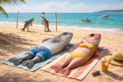 Realistic Fish Beach Day