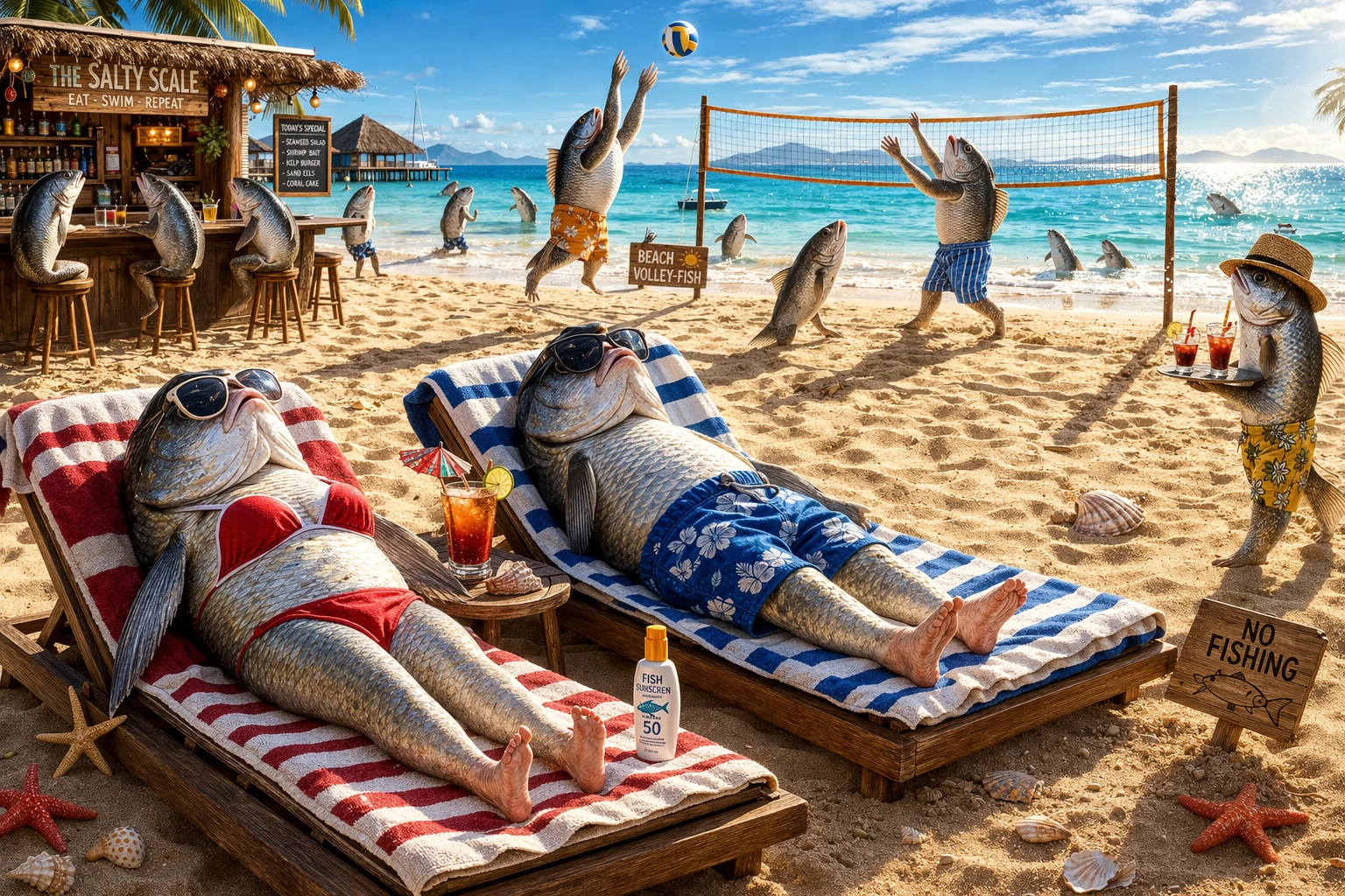 Realistic Fish Beach Day by AI king