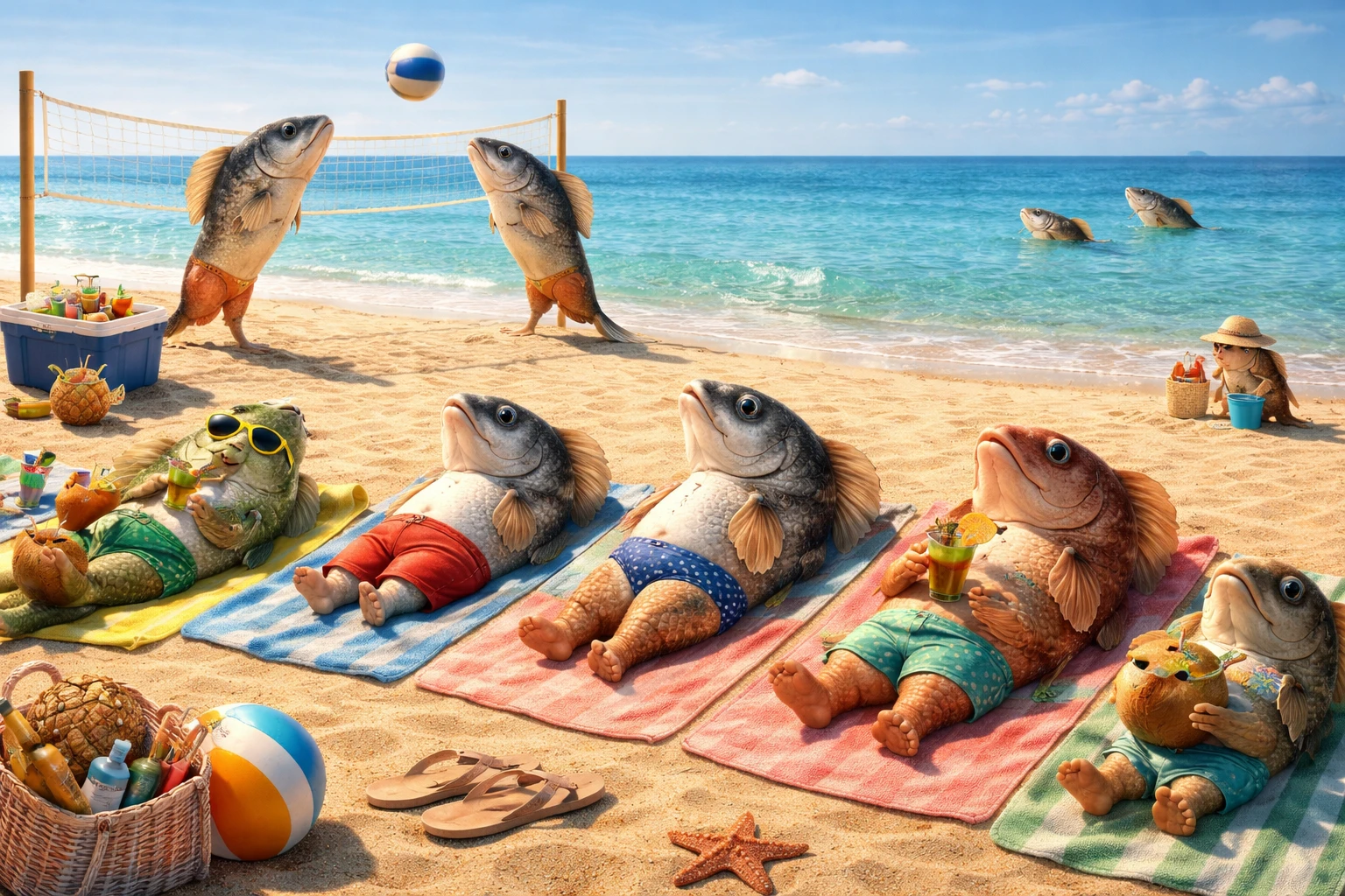 Realistic Fish Beach Day by Marcelix