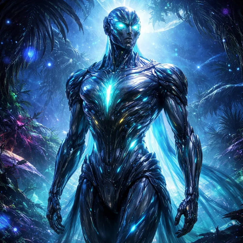 Bioluminescent Alien World Robot by AI king