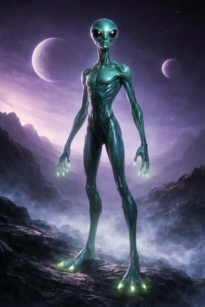 A tall, slender alien with translucent emerald by elmassaoudy hamza