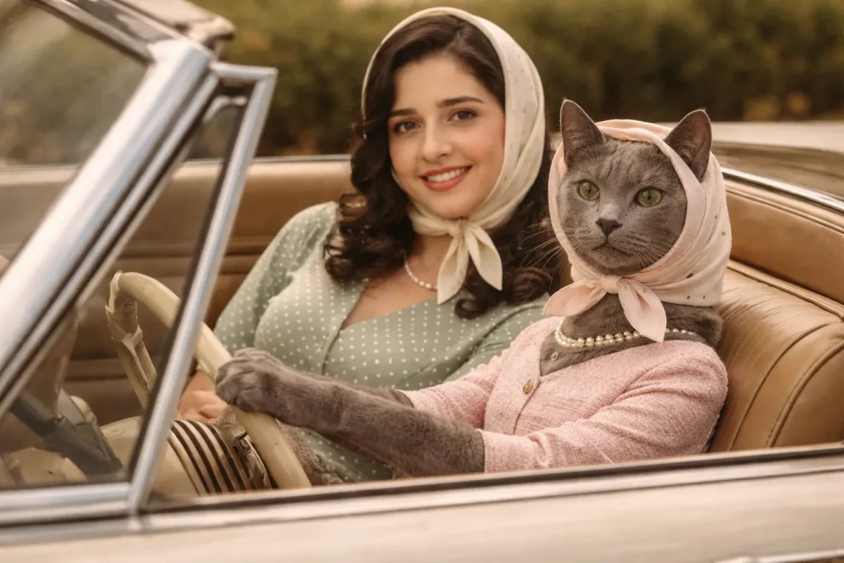 Me and Marcelin ❤ Vintage Convertible Portrait by Hajar Eddal