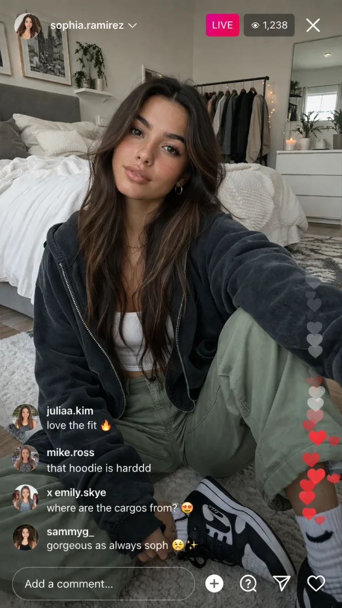 Young Female Influencer on Instagram Live in Bedroom by Amanda polain