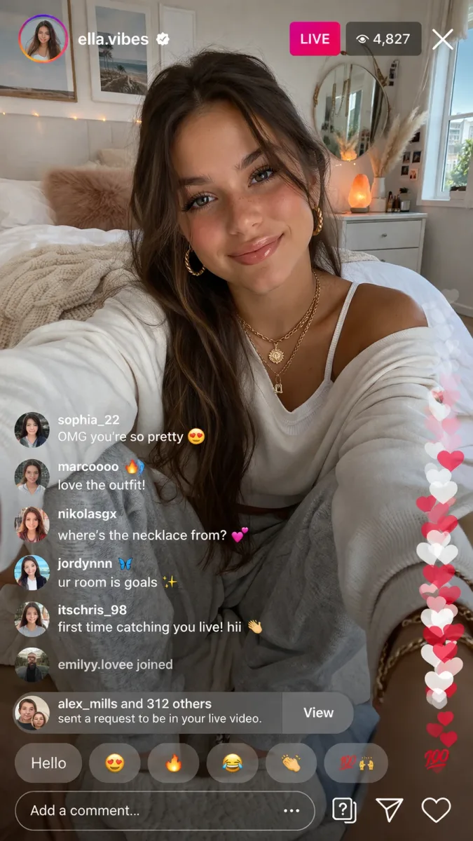 Young Female Influencer on Instagram Live in Bedroom by AVA ART