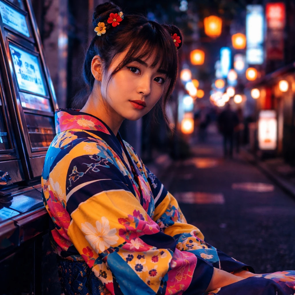 Japanese Neon Alley Fashion Portrait by AVA ART
