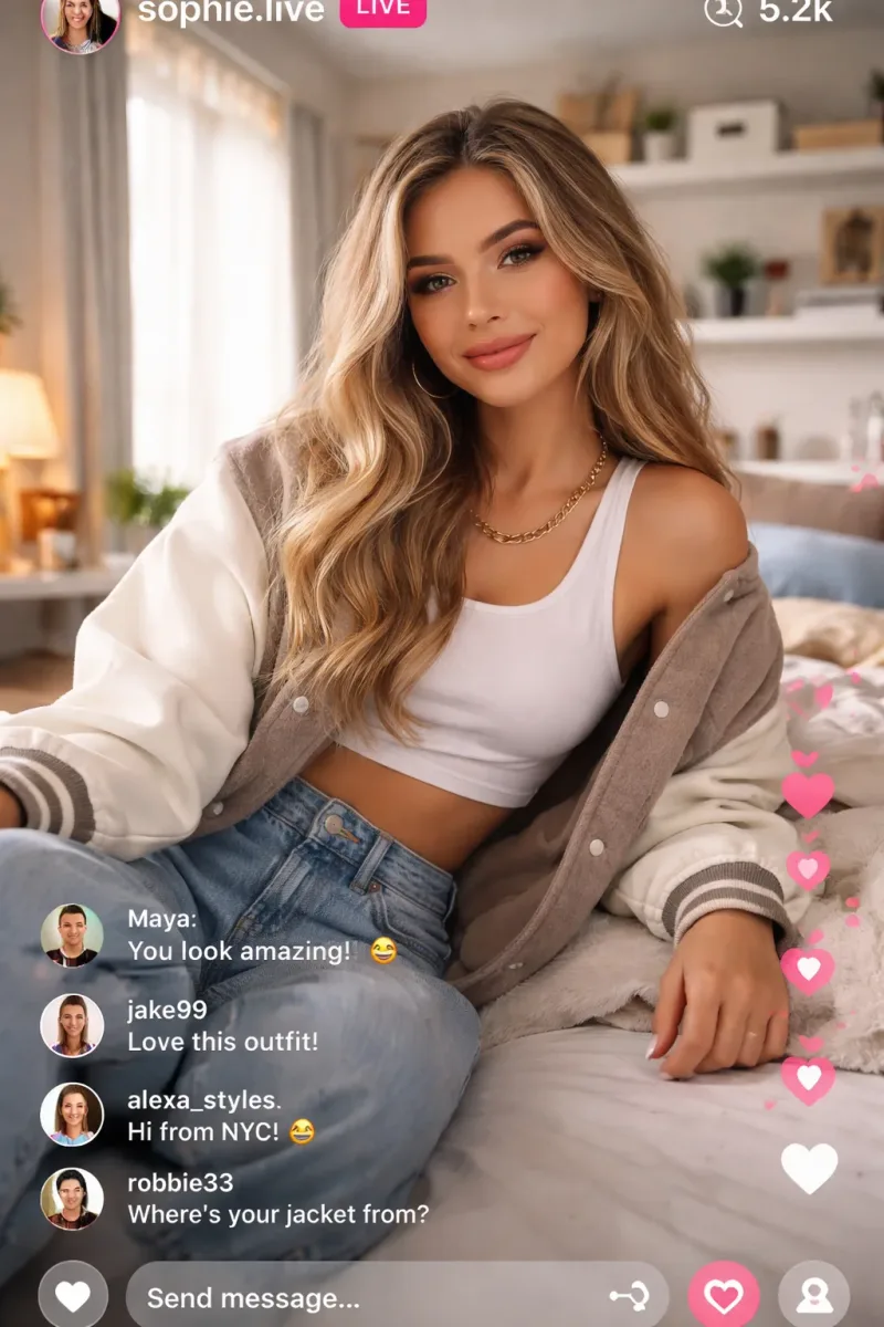 Young Female Influencer on Instagram Live in Bedroom by Hajar Eddal