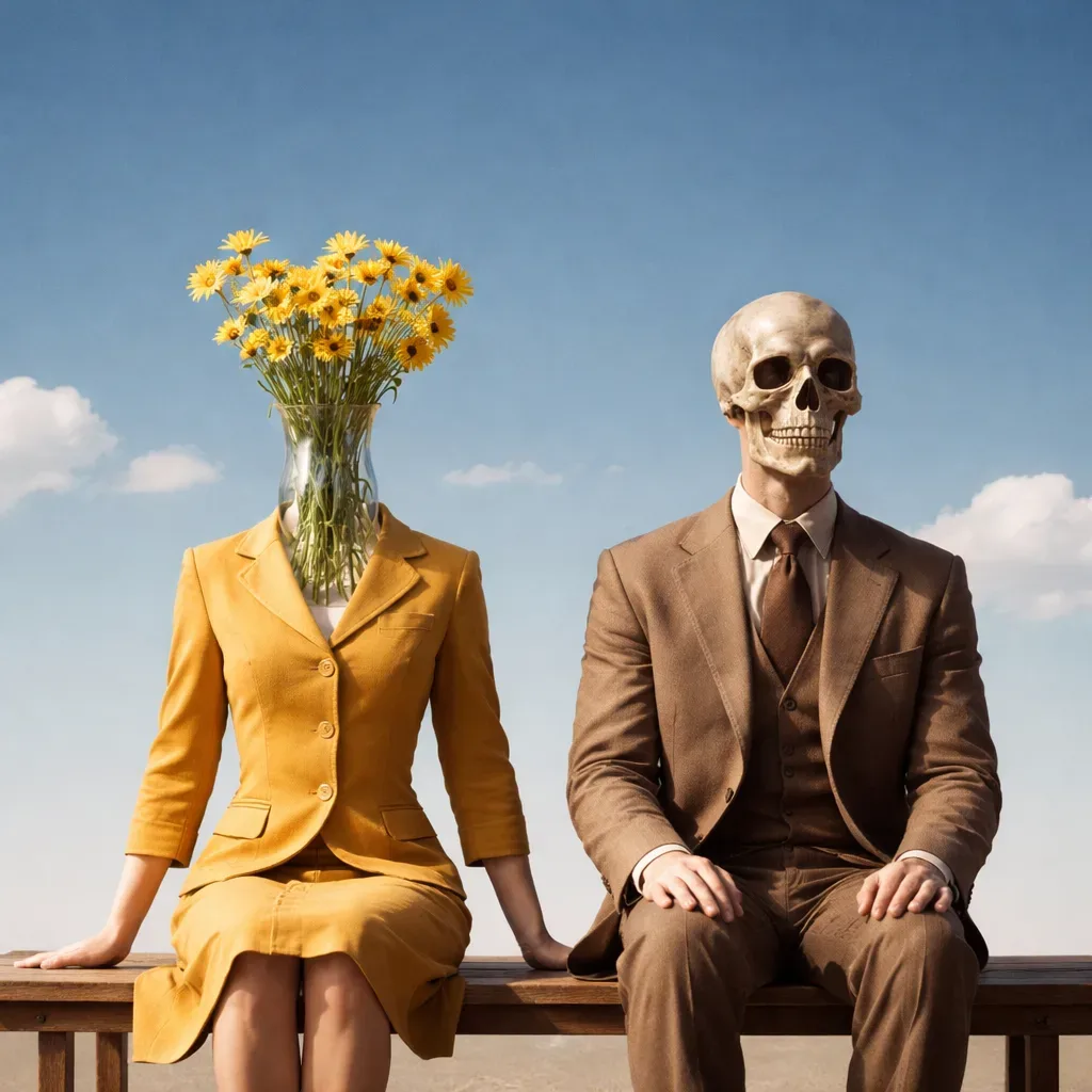 Surreal Bench Portrait Under Blue Sky by Chrissy777