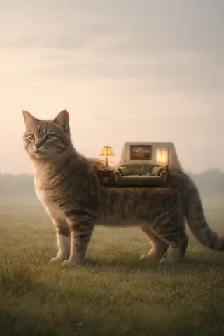 The Cat Carrying a Living Room